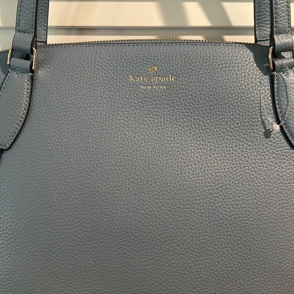 NWT Kate Spade Pebble Leather Baby Blue Tote Bag with Silvertone hardware. - Picture 2 of 11